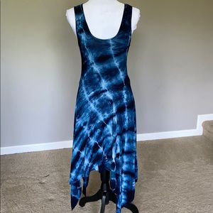 Tie-dye handkerchief hem boho racerback dress